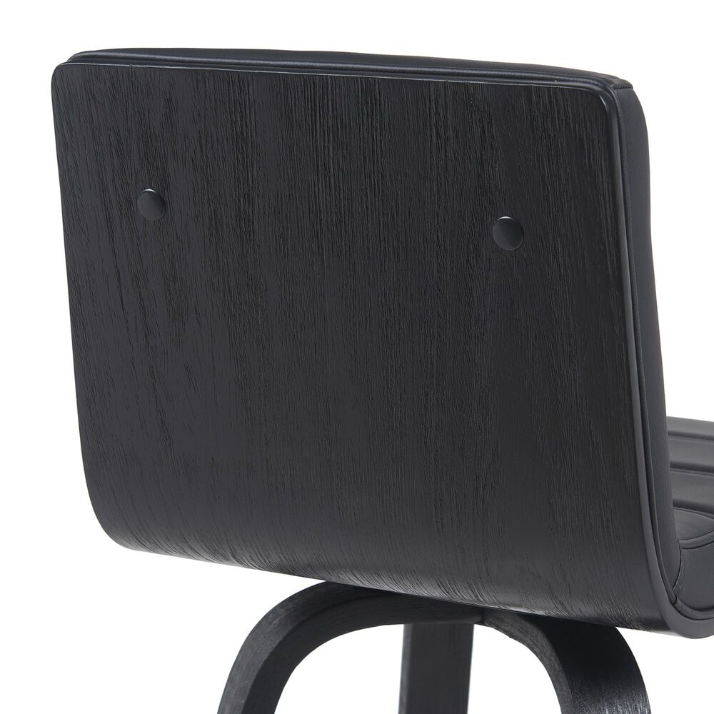 Armen Living Vienna Swivel Bar Height Stool with Black Upholstery in Black Brushed, , large