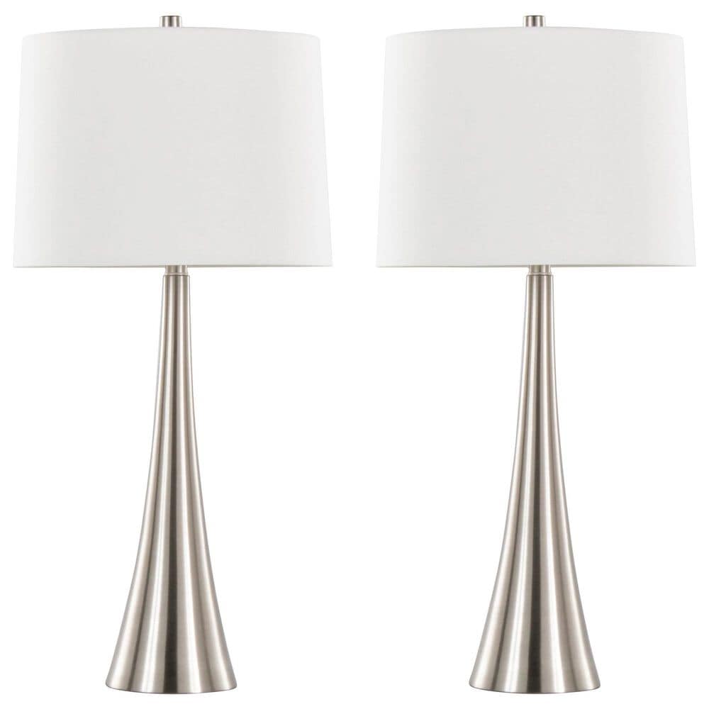 LumiSource Diana Metal Table Lamp in Brushed Nickel (Set of 2), , large