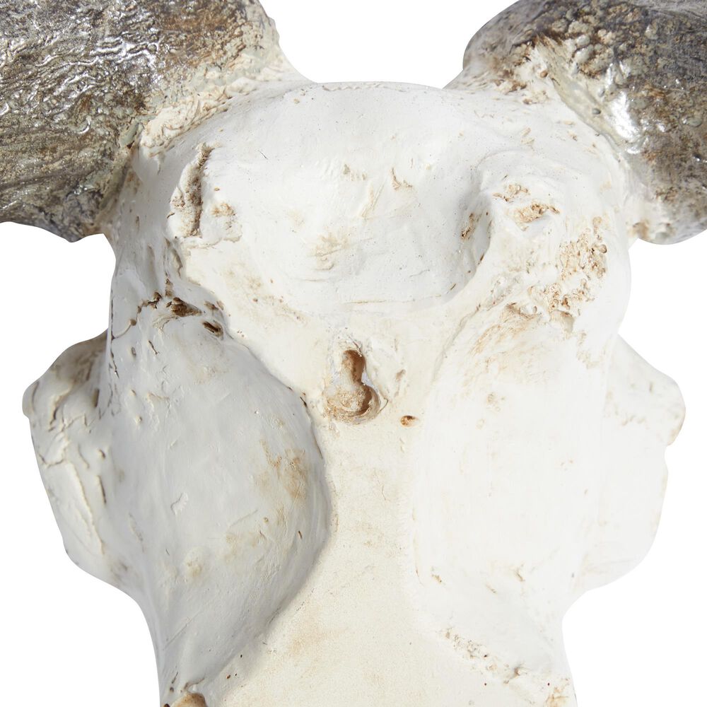 Maple and Jade 12&quot; x 16&quot; Farmhouse Cow Skull Wall Decor in White and Brown, , large