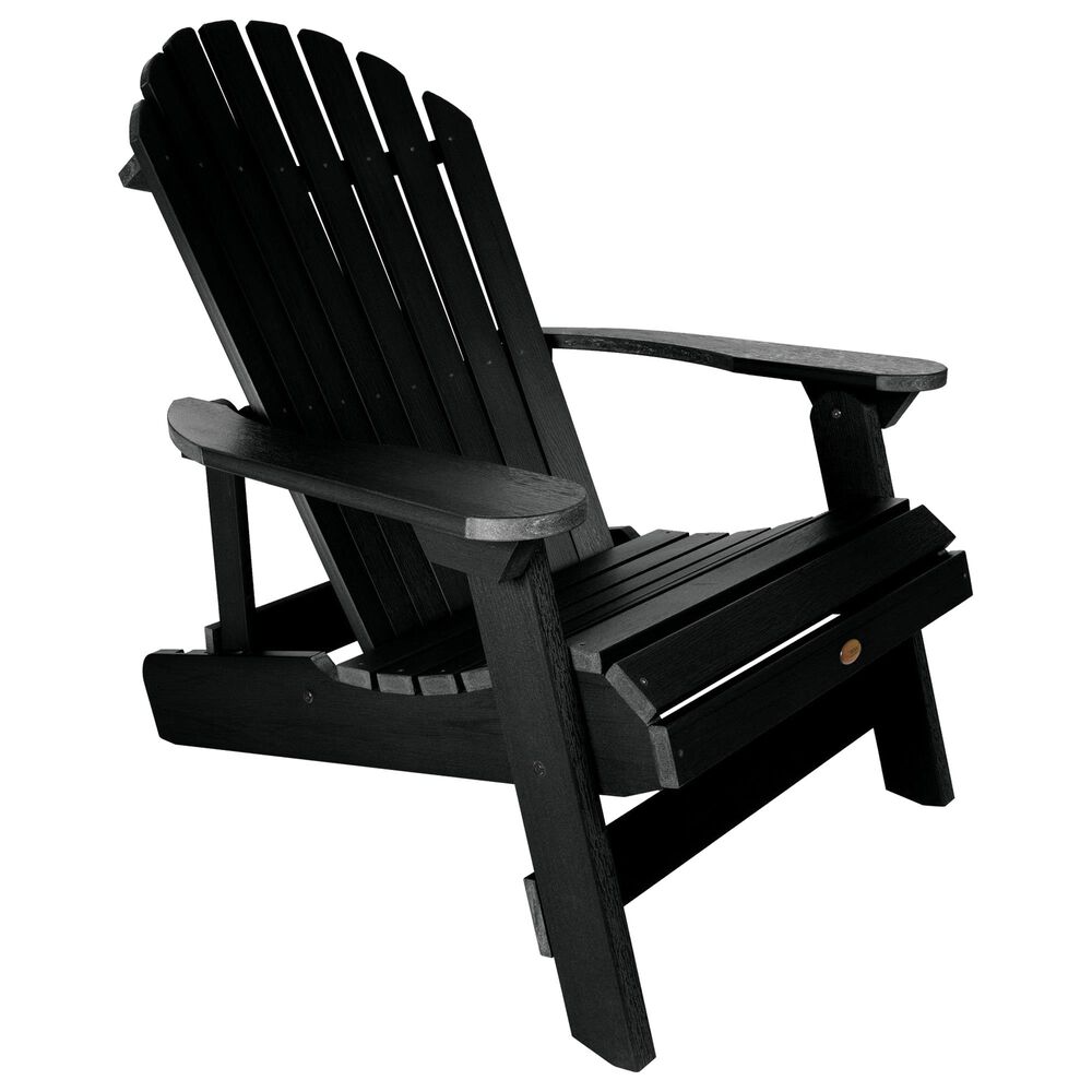 Highwood USA Hamilton Adirondack Chair &amp; Ottoman in Black, , large