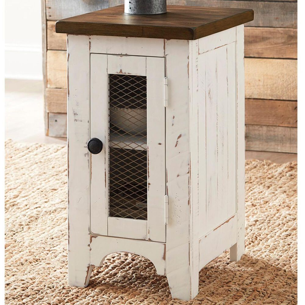 Ashley Wystfield Chairside Table in Vintage White and Warm Brown, , large
