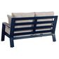 Ashley East Beach Stationary Loveseat with Beige Cushions in Navy Blue and Driftwood, , large