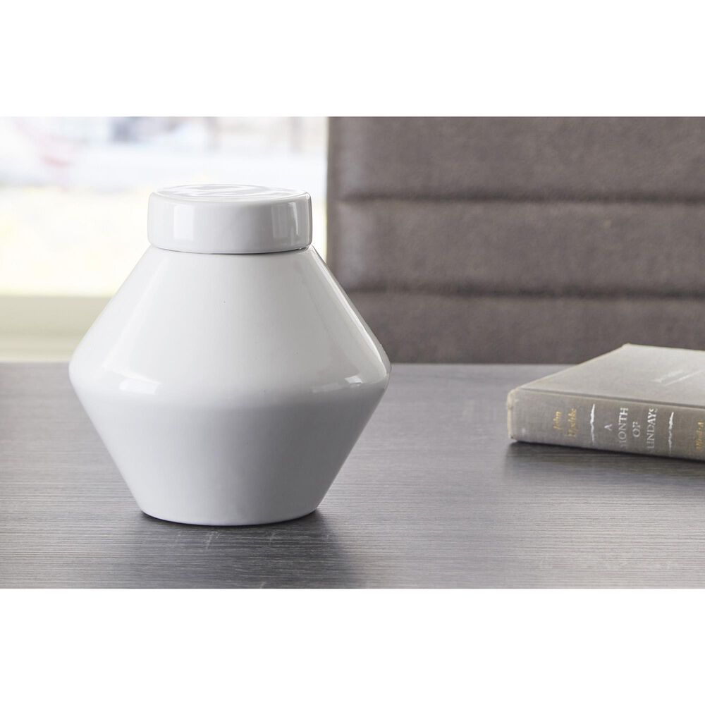 Ashley Domina Small Jar in White, , large
