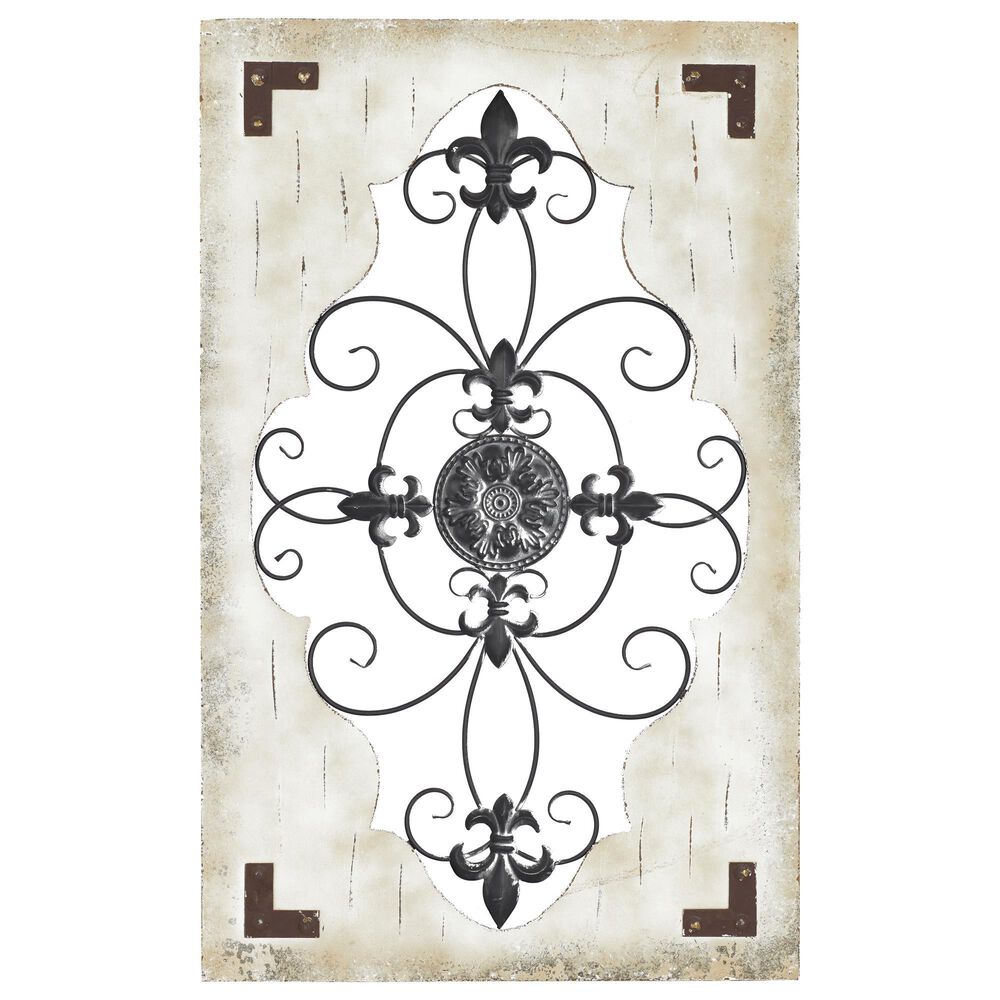 Maple and Jade 24" x 26" Fleur-De-Lis Wall Decor in Cream, , large