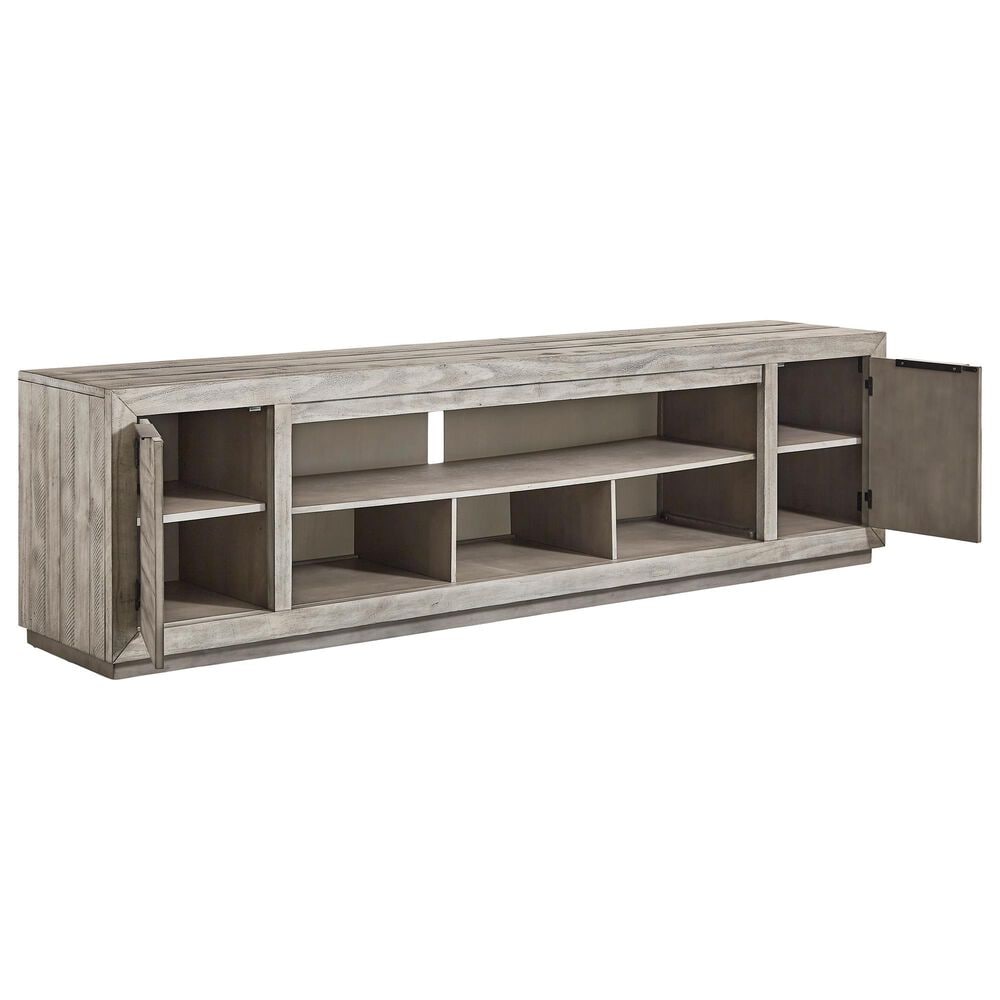 Ashley Naydell 92" XL TV Stand in Weathered Light Gray, , large