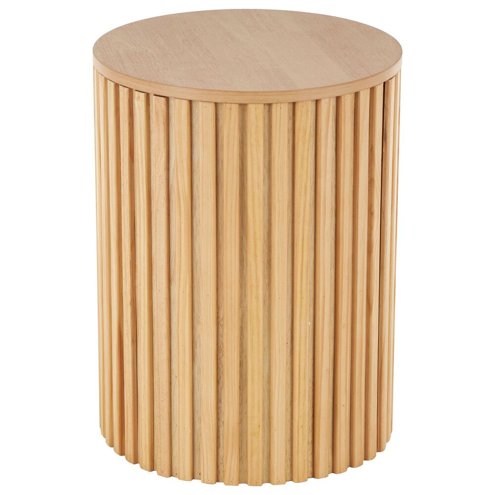 Maple and Jade Ribbed Storage End Table with Slatted Base in Brown, , large