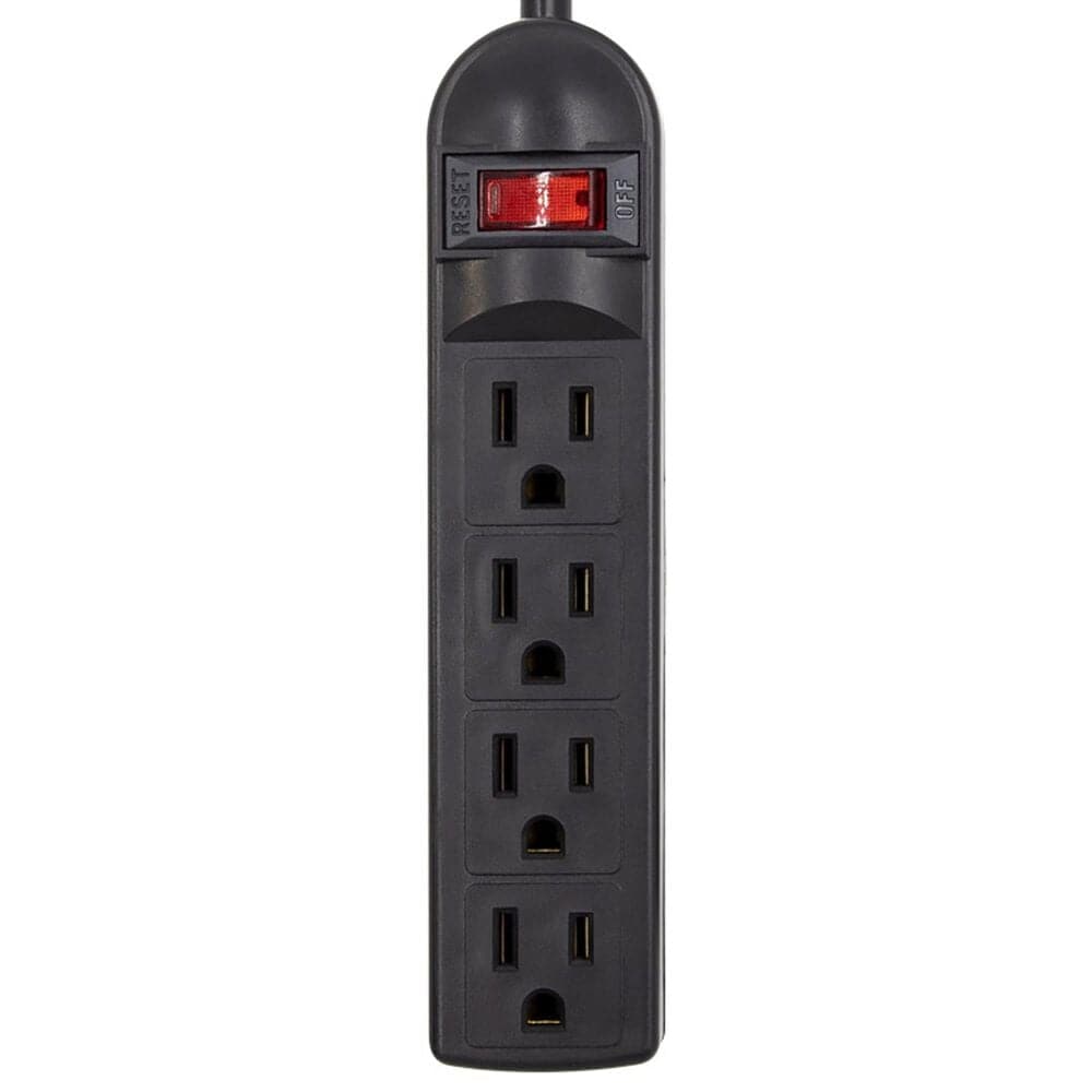 Helios 2-Piece 4 Outlet Surge Protector and 6' Premium High Speed HDMI Cable in Black, , large