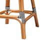 Baxton Studio Genica Bar Stool with Two-Tone Black and White Weaving in Natural Rattan, , large