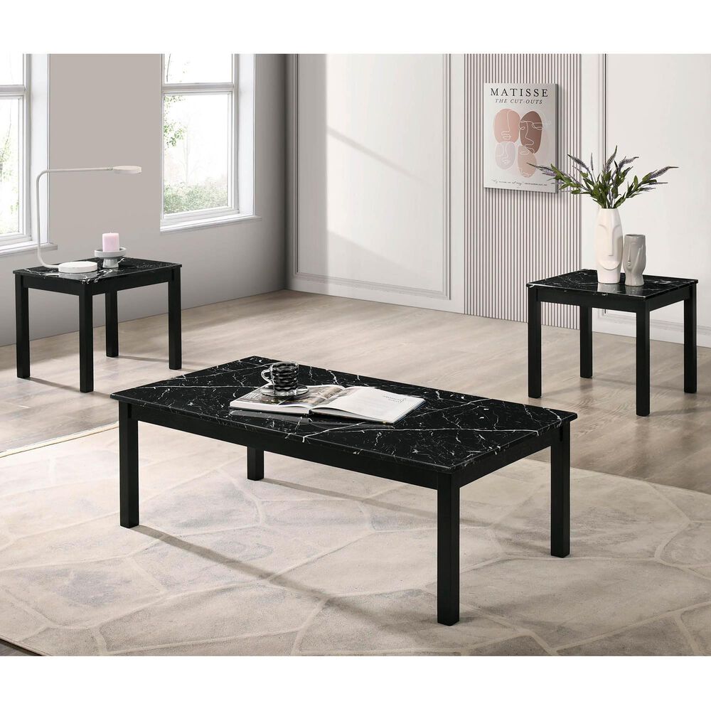 Furniture of America Modesk 3-Piece Table Set in Black, , large