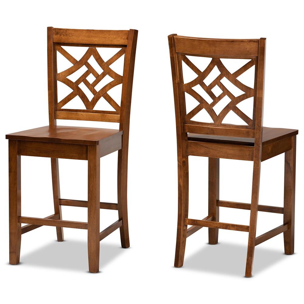 Baxton Studio Nicolette Counter Stool in Walnut Brown (Set of 2), , large