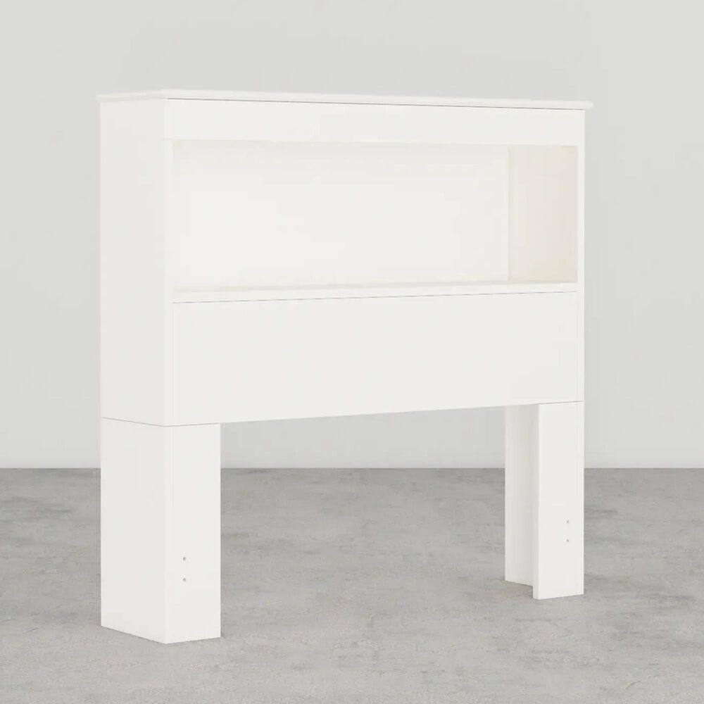 Lemoore Essential Twin Bookcase Headboard in Rockport White, , large