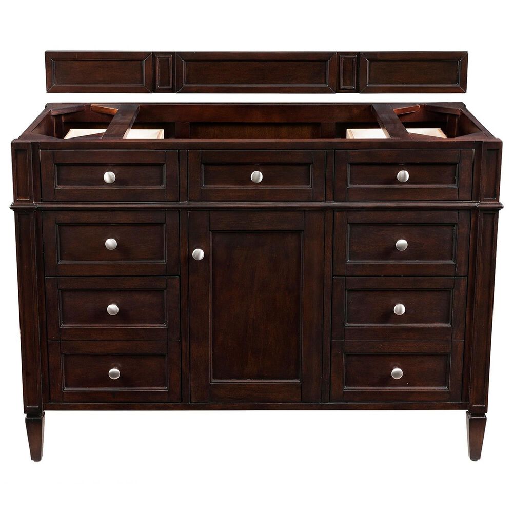 James Martin Vanities Brittany 48" Single Bathroom Vanity in Burnished Mahogany with 3 cm Eternal Jasmine Pearl Silestone Top, Rectangular Sink and FreePower Wireless Charger, , large