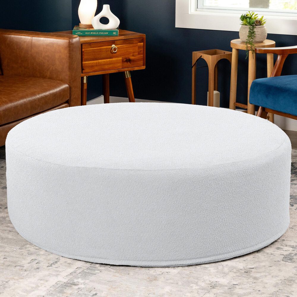 Jaxx Candler Round Ottoman in White, , large