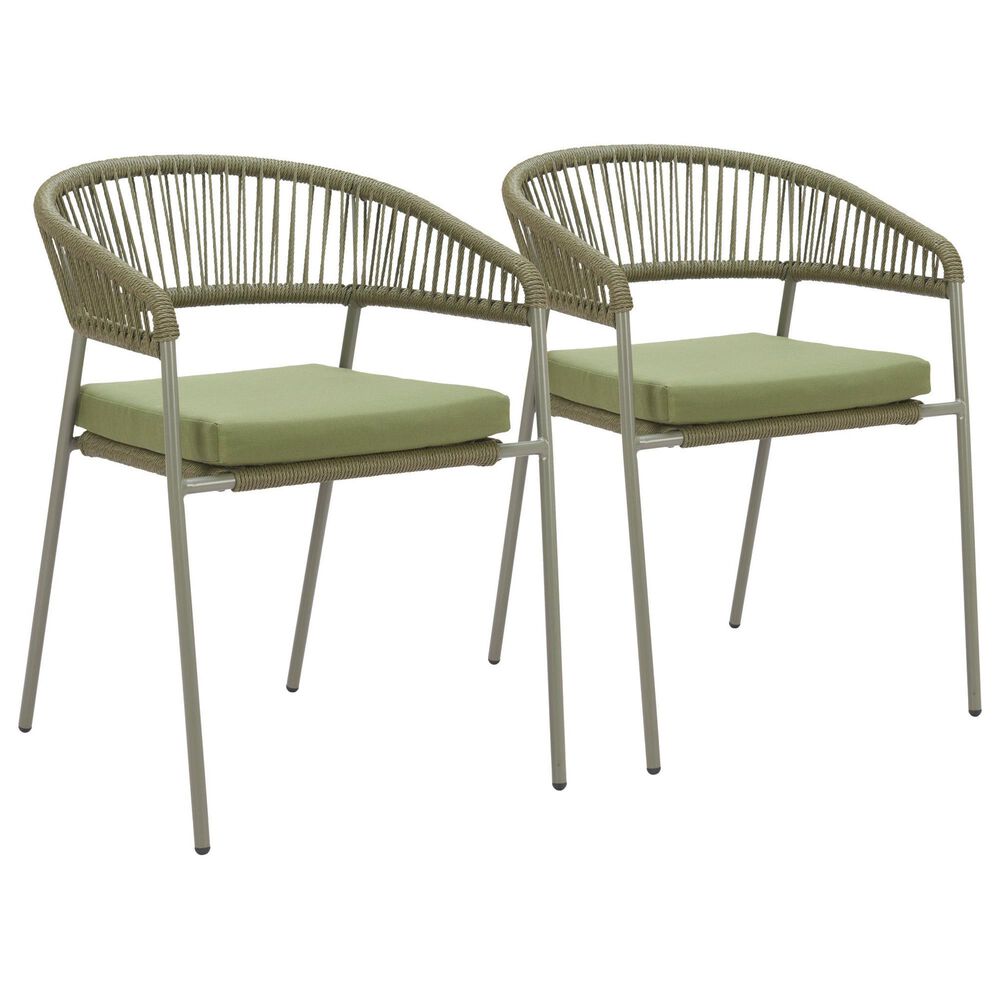 Zuo Modern Skye Outdoor Dining Chair in Green (Set of 2), , large