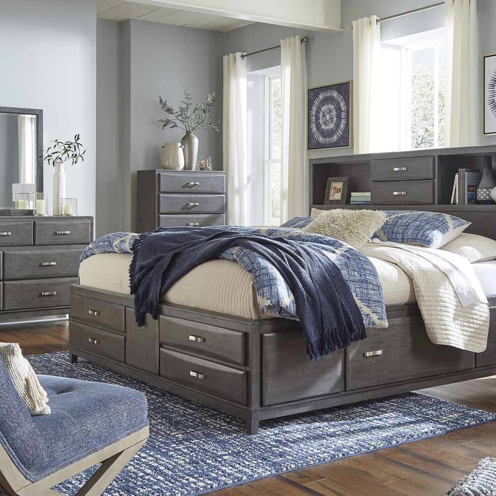 Ashley Caitbrook 4-Piece King Storage Bed Set in Gray, , large