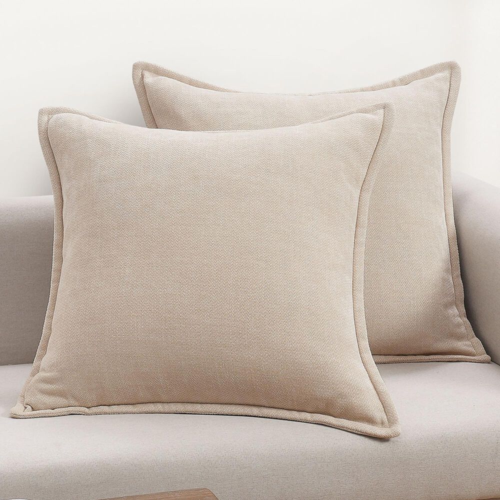 BCP Home 20" x 20" Chenille Throw Pillow in Beige (Set of 2), , large