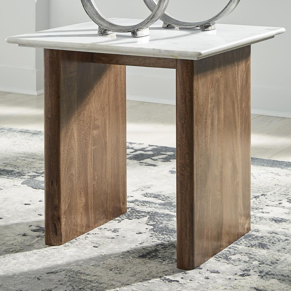 Ashley Isanti End Table in Light Brown and White, , large