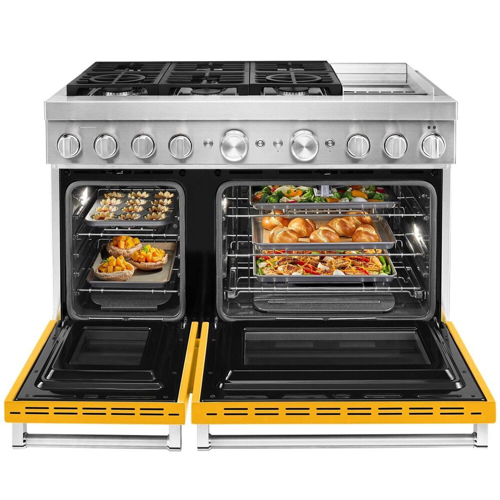 KitchenAid 6.3 Cu. Ft. Freestanding Double Oven Dual Fuel Range with True Convection in Yellow Pepper, , large