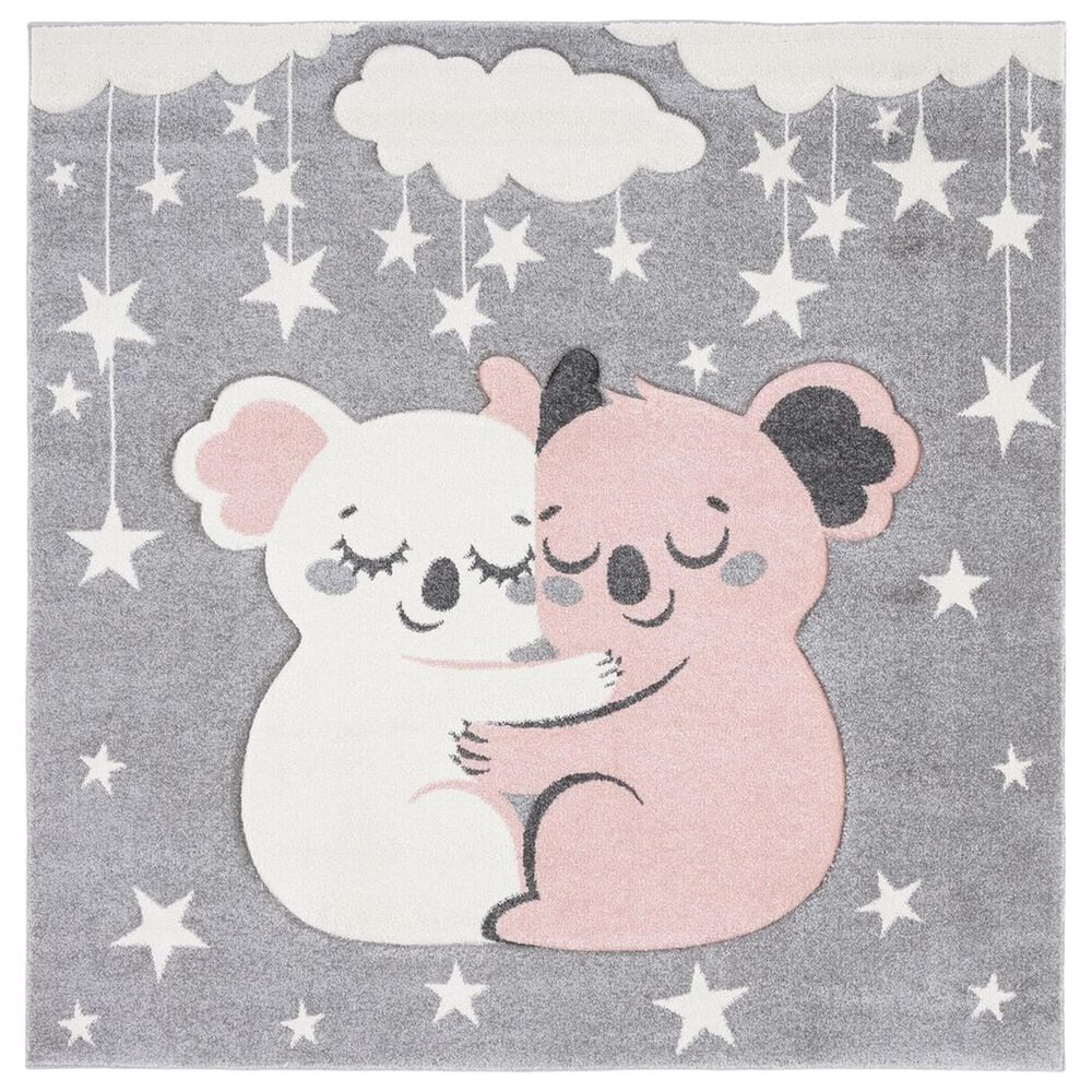 Safavieh Carousel Animals 5"3" Square Grey and Ivory Kids Area Rug, , large
