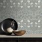 NextWall Stenciled Floral 216" x 20.5" Peel and Stick Wallpaper in Alloy Grey, , large