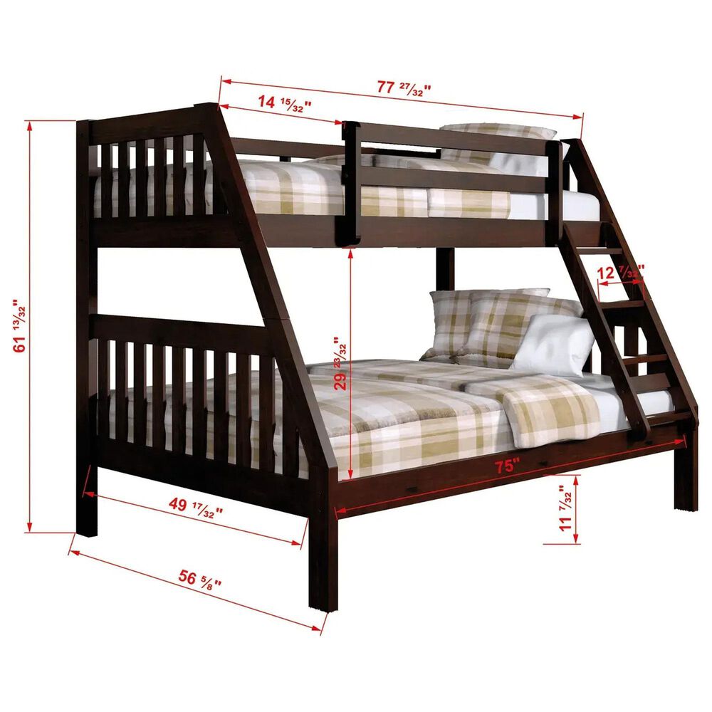 Forest Grove Mission Twin over Full Bunk Bed in Dark Cappuccino, , large