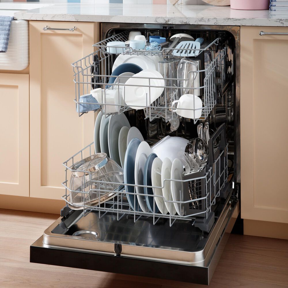 GE Appliances 24&quot; Front Control with Stainless Steel Interior Dishwasher with Sanitize Cycle in Slate, , large