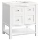 James Martin Vanities Breckenridge 30" Single Bathroom Vanity in Bright White with Single Hole 3 cm White Zeus Quartz Top and Rectangular Sink, , large