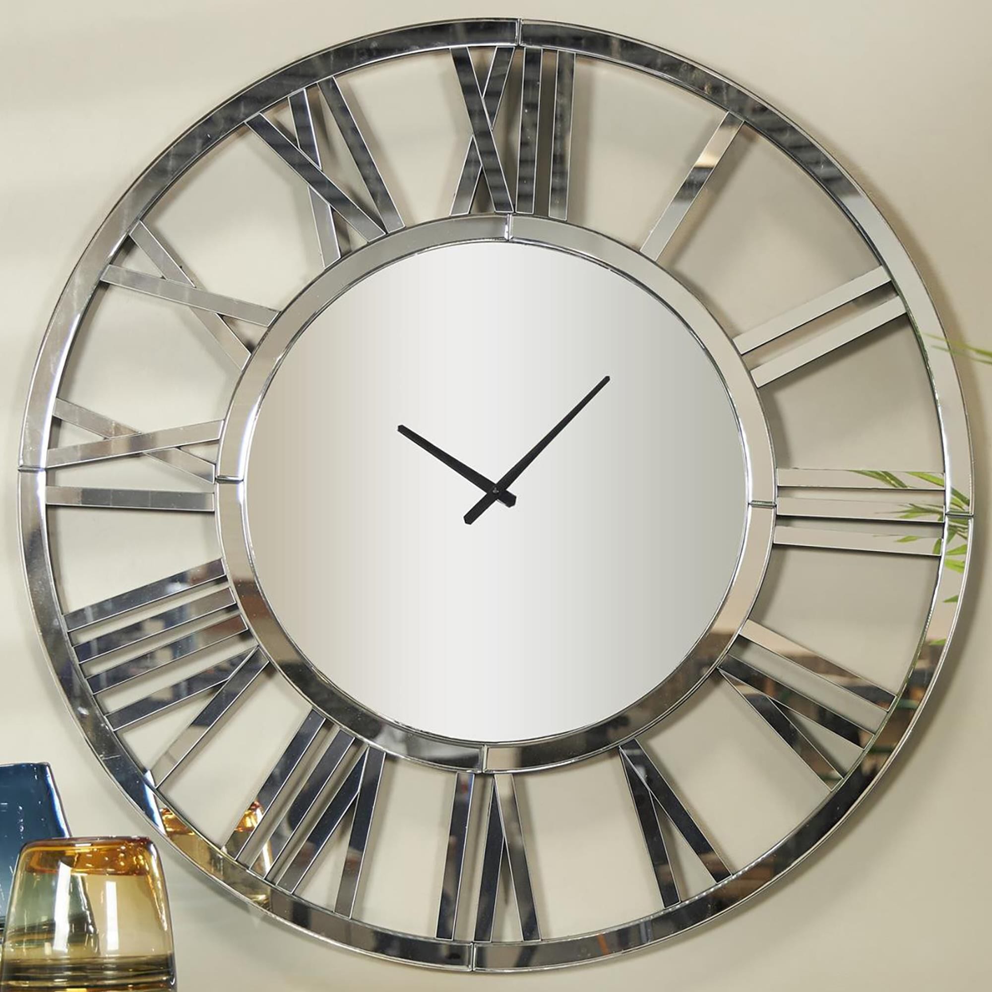 Maple and Jade Glass Wall Clock in Silver