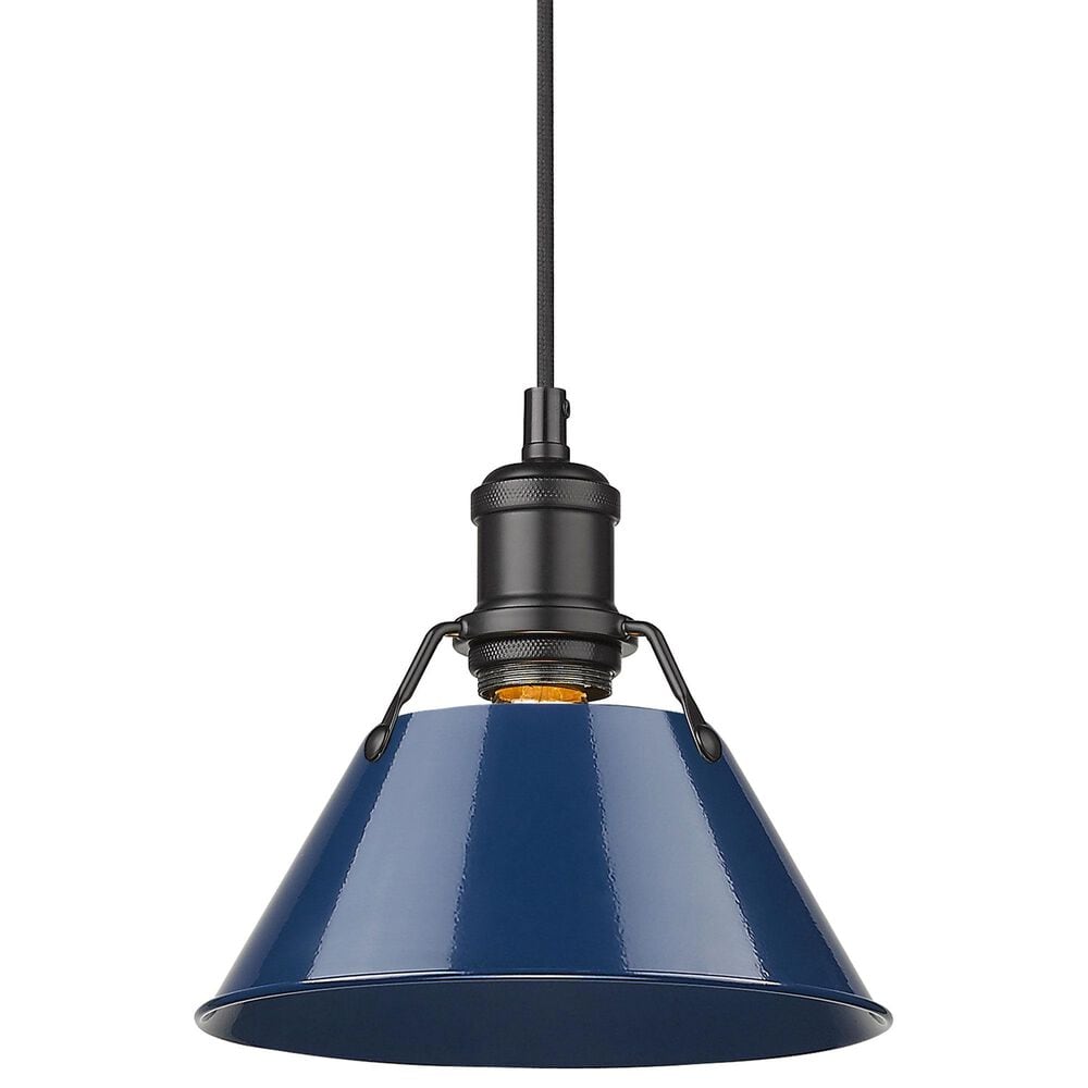 Golden Lighting Orwell 1-Light Small Pendant with Matte Navy Shade in Matte Black, , large
