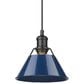 Golden Lighting Orwell 1-Light Small Pendant with Matte Navy Shade in Matte Black, , large