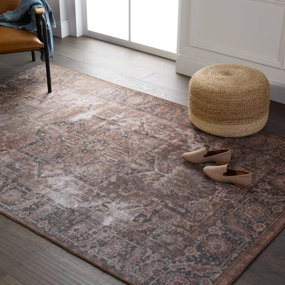 Jaipur Harman Minita 5&#39; x 7&#39;6&quot; Coffee Liqueur, Trellis, Blue Graphite, Lead Gray and Toasted Coconut Area Rug, , large