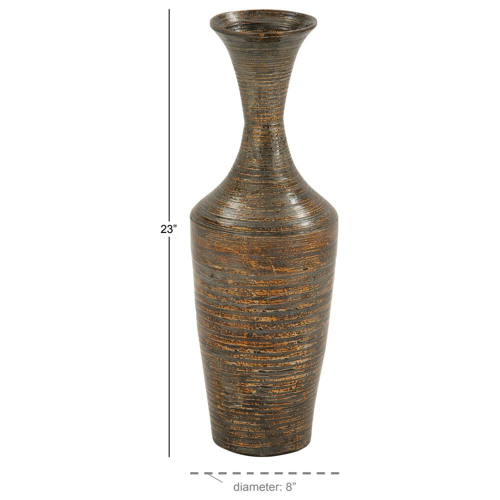 Maple and Jade 23&quot; x 8&quot; Bamboo Vase in Dark Brown, , large