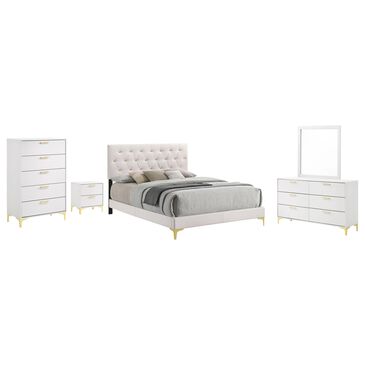Pacific Landing Kendall 5-Piece King Upholstered Bedroom Set in Gold and White, , large