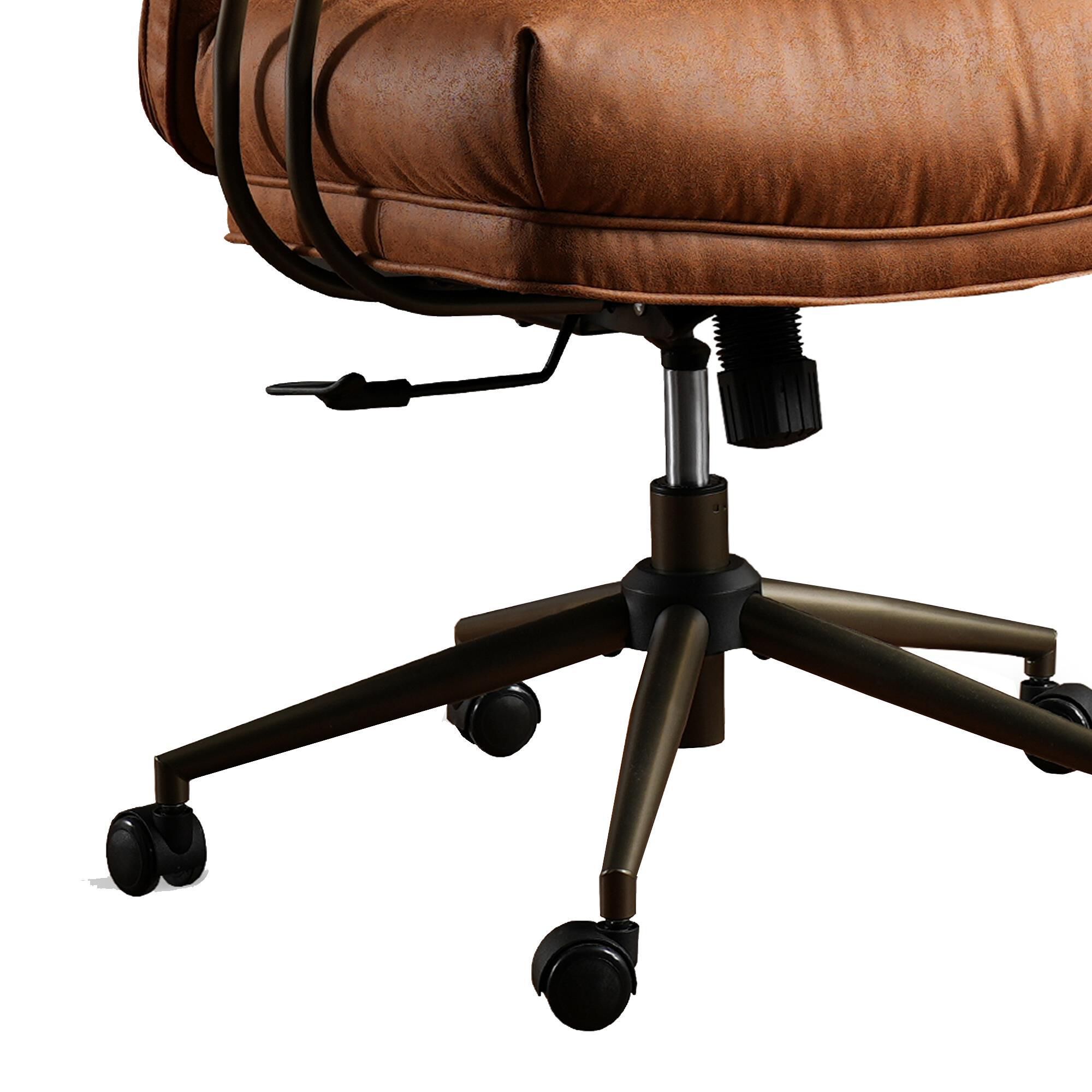 HOMLUX High Back Executive Office Chair with Suede Leather in Brown