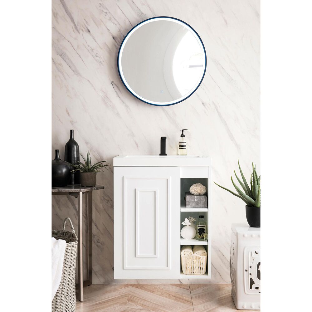James Martin Vanities Alicante 24&quot; Single Bathroom Vanity in Glossy White with 5 cm White Glossy Resin Top and Rectangular Sink, , large