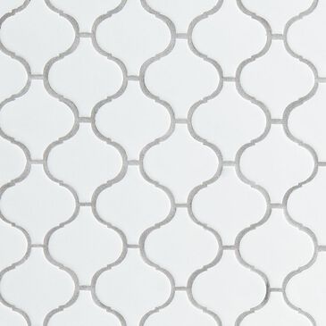 MS International Domino White Glossy Arabesque 12" x 12" Mosaic Sheet, , large