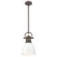 Golden Lighting Duncan 1-Light Small Pendant with Rod and White Shade in Rubbed Bronze, , large