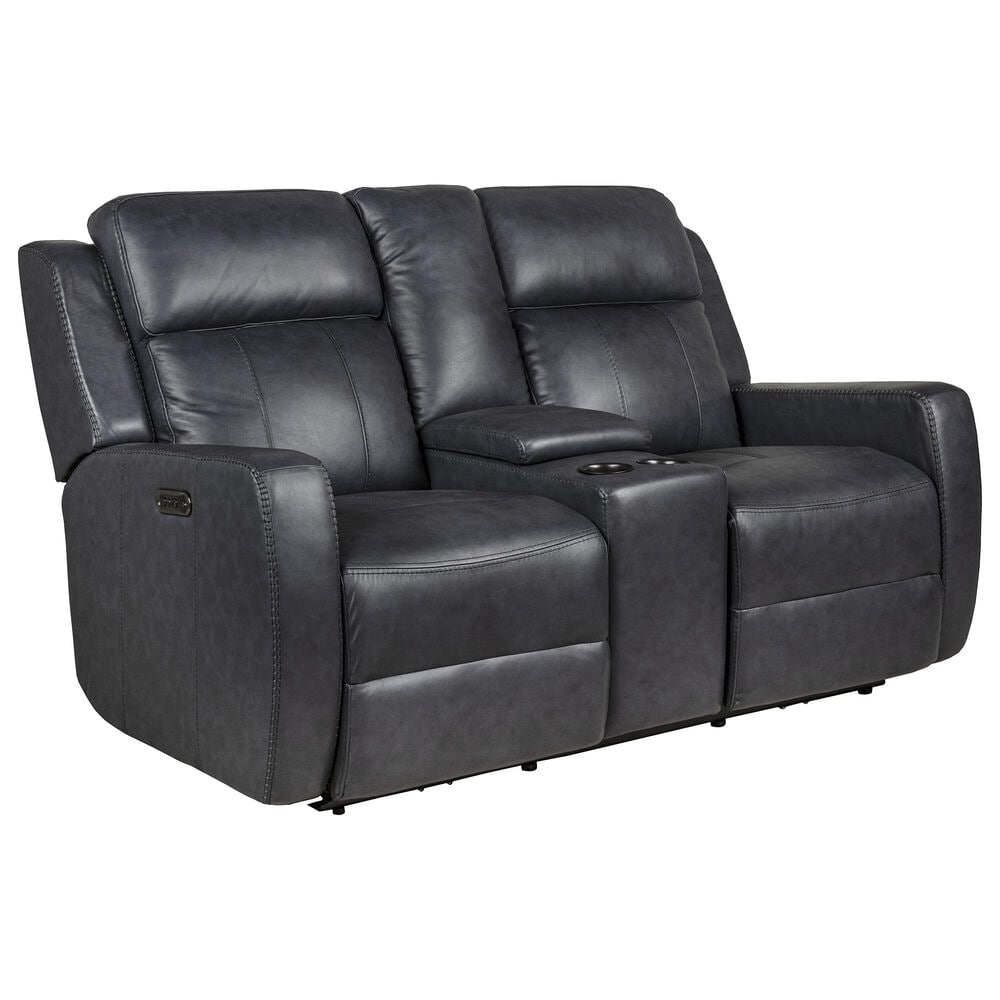 Bassett Norwood Power Reclining Loveseat in Slate, , large