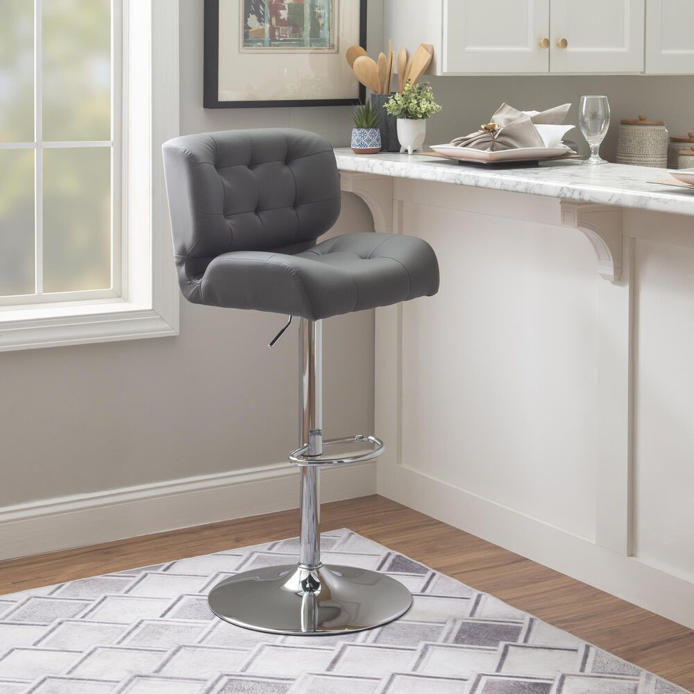 Linon Home Decor Bohen Swivel Bar Stool in Polished Chrome, , large