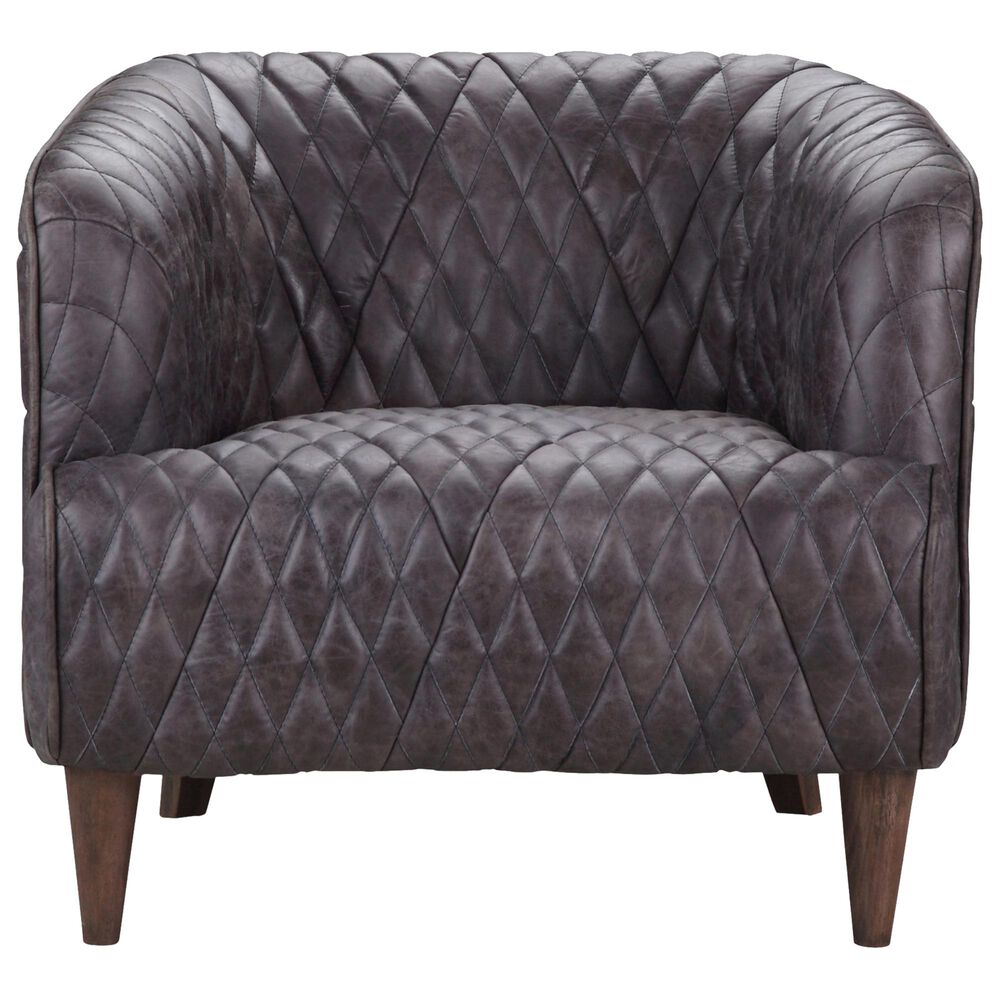 Moe"s Home Collection Magdelan Tufted Leather Arm Chair in Ebony, , large