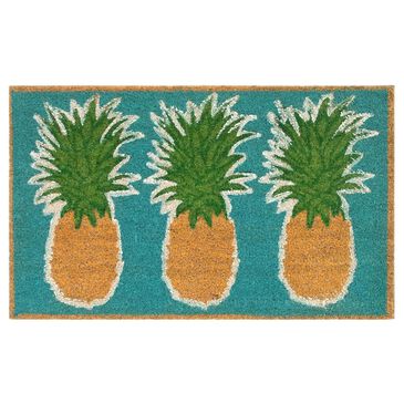 Trans-Ocean Import Natura Pineapples 2" x 3" Aqua Door Mat, , large