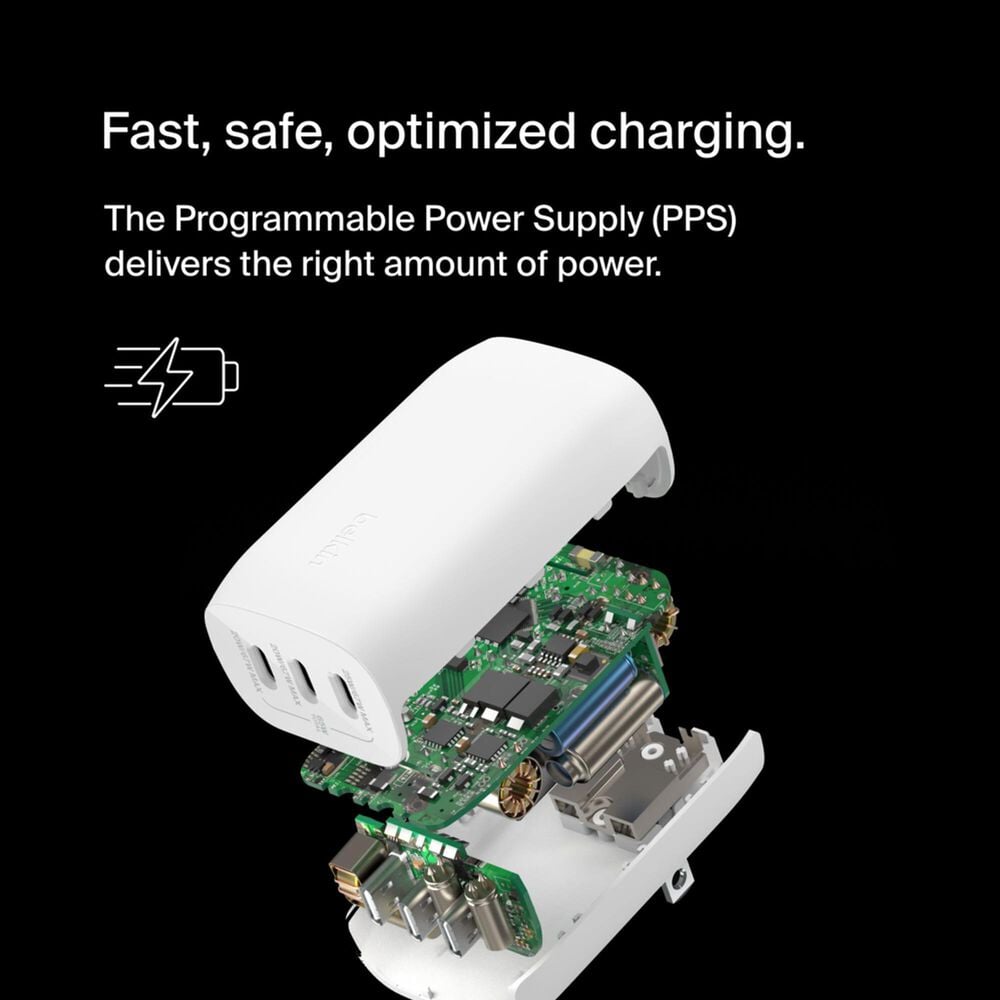 Belkin BoostCharge 67W 3-Port USB-C Charger with PPS in White, , large