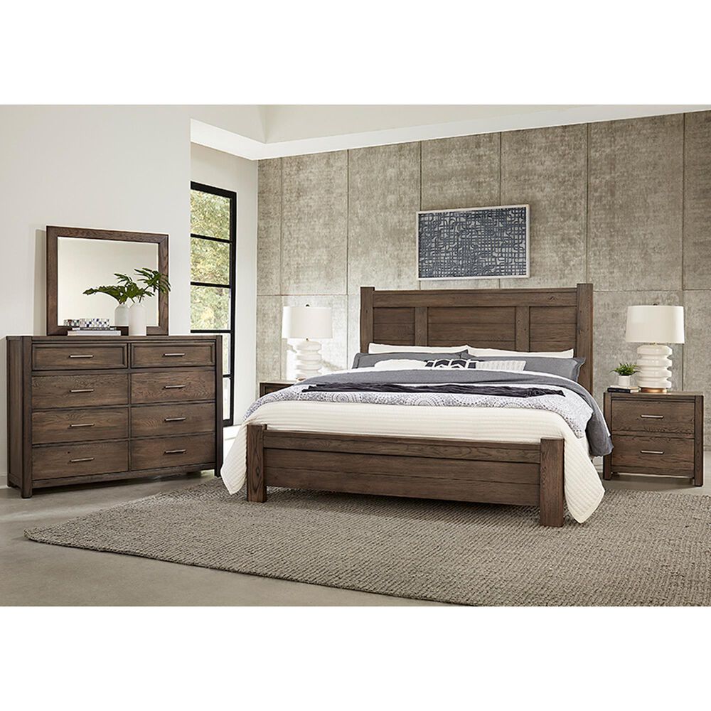 Viceray Collections Crafted Oak Queen Poster Bed in Aged Grey, , large