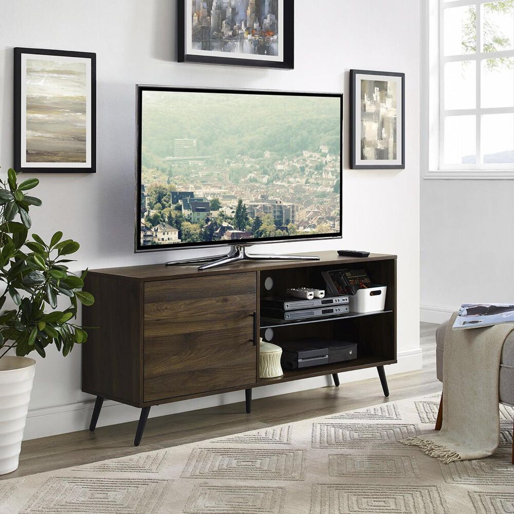 Walker Edison Nora 52&quot; TV Stand in Dark Walnut, , large