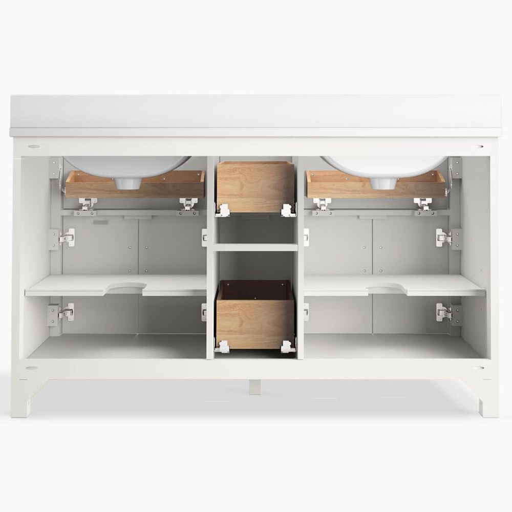 Kohler Kresla 60" Double Bathroom Vanity in White with 3 cm White Quartz Top and Rectangular Sinks, , large