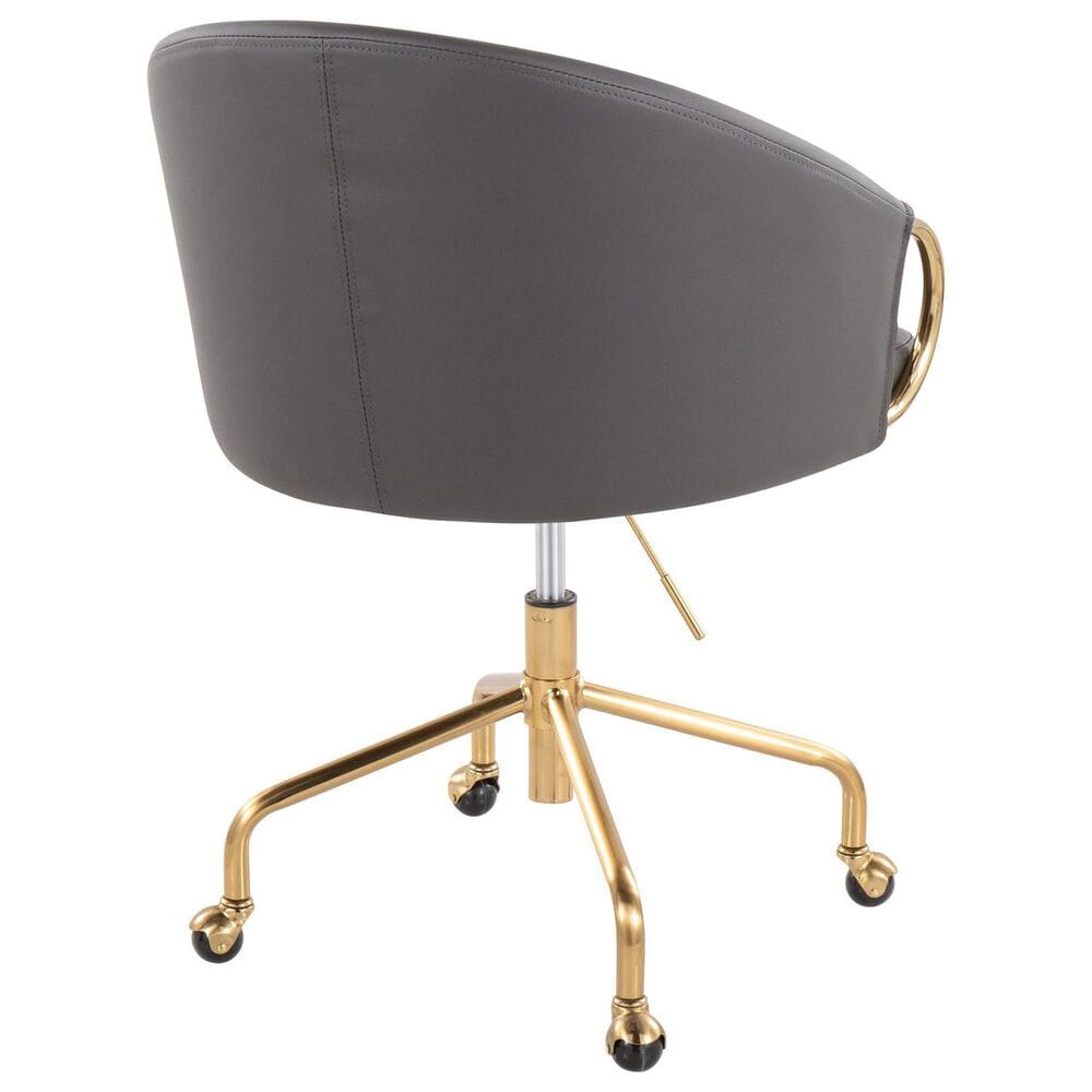 Lumisource Claire Task Chair with Grey Cushion in Gold, , large