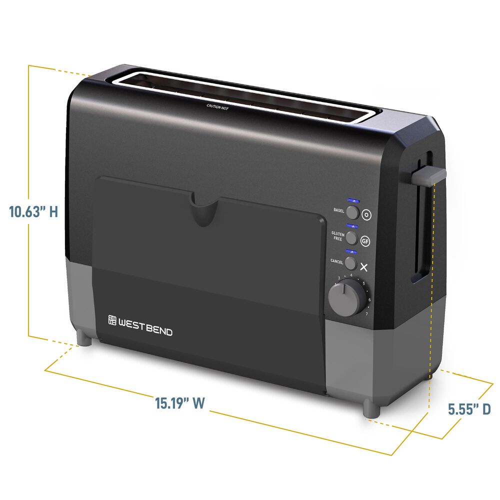 West Bend QuikServe 2-Slice Toaster with Extra Wide Slots in Black, , large