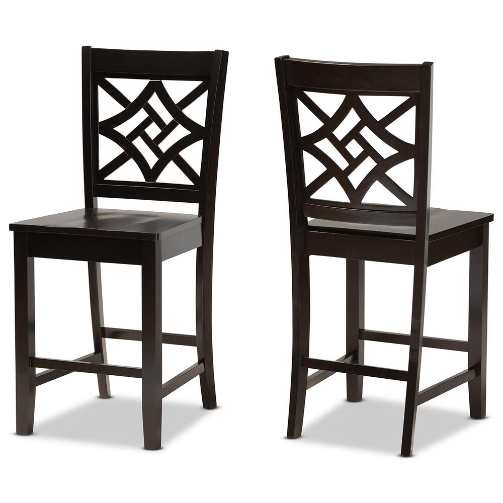 Baxton Studio Nicolette Counter Stool in Dark Brown (Set of 2), , large