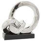 Maple and Jade 12" Abstract Twisted Circular Interlocking Chain Sculpture in Silver and Black, , large