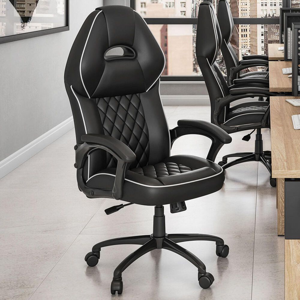Rta Products Llc High Back Executive Sport Race Office Chair in Black, , large